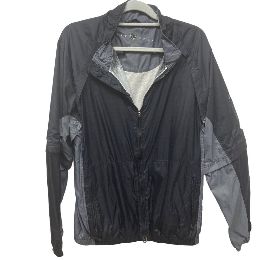 Nike golf black gray zip up windbreaker jacket large